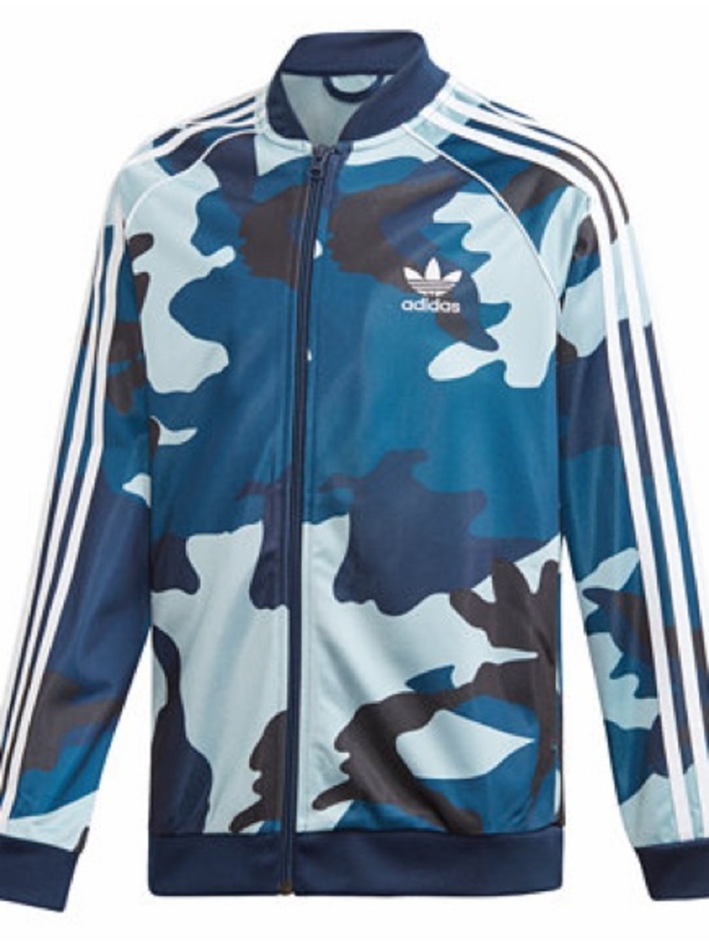 adidas Kids Blue Camo Bomber Jacket sz 5-6 zip up